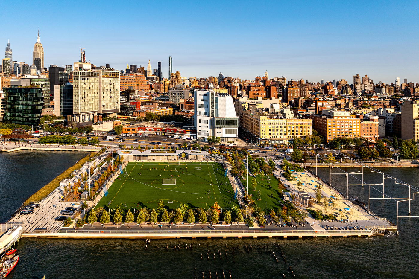 Gansevoort Peninsula field aerial looking east