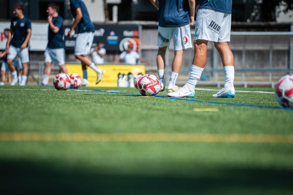 Soccer players taking part in a training session
