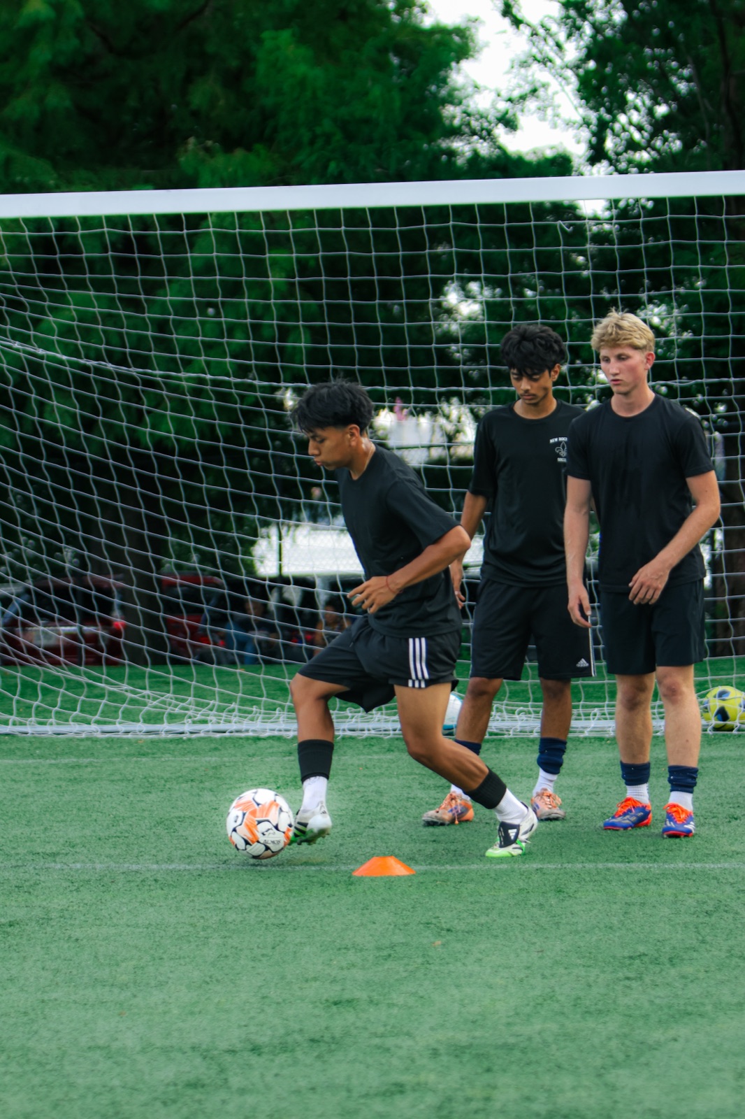 Player working through a technical ball-and-cone drill
